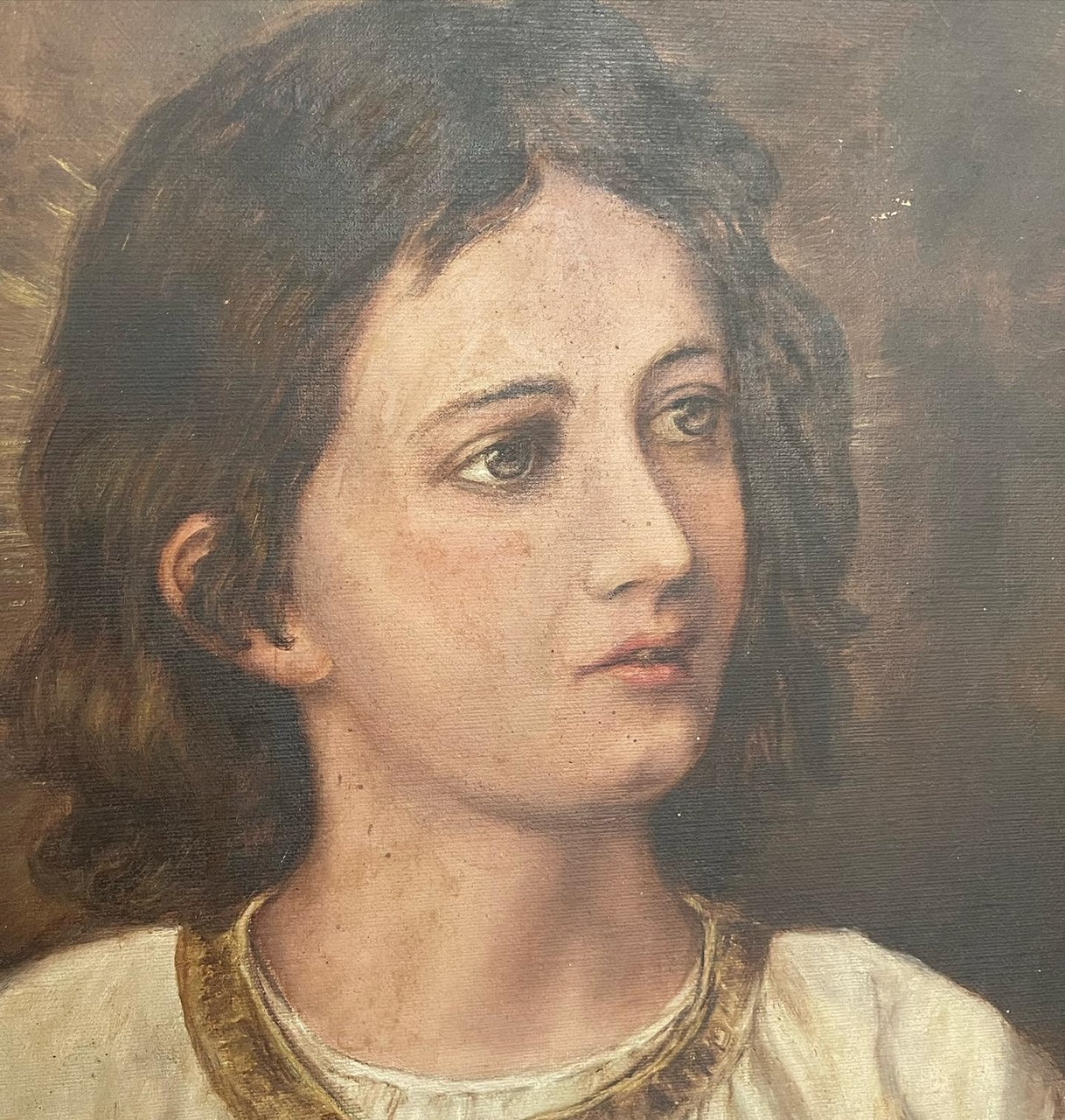 Antique "The Boy Jesus in the Temple" Oil Painting