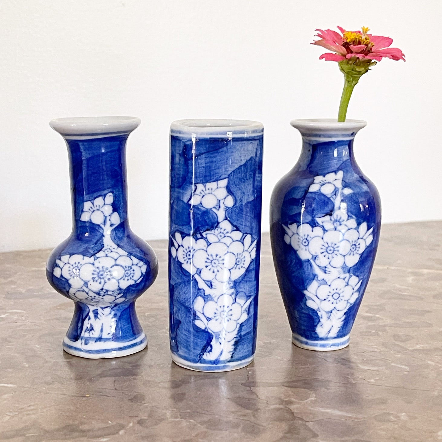 Vintage Prunus Vase Trio Set