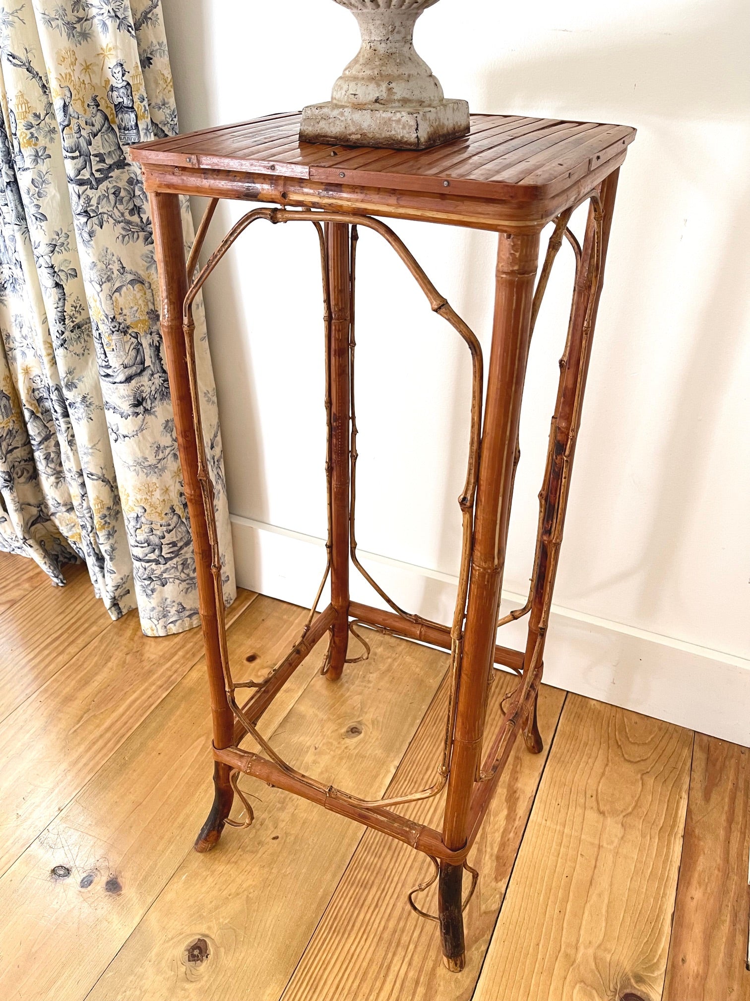 Vintage Burnt Bamboo Plant Stand