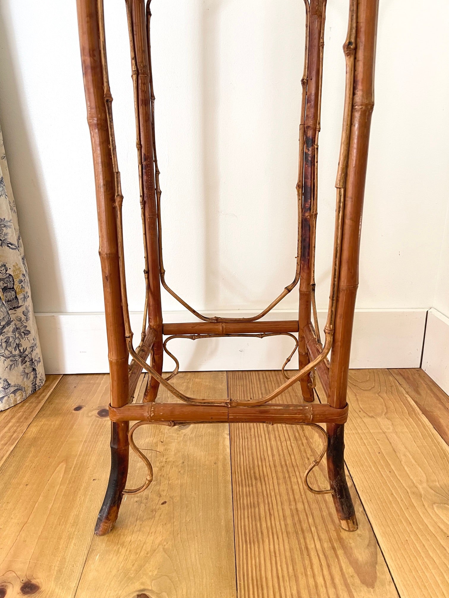Vintage Burnt Bamboo Plant Stand
