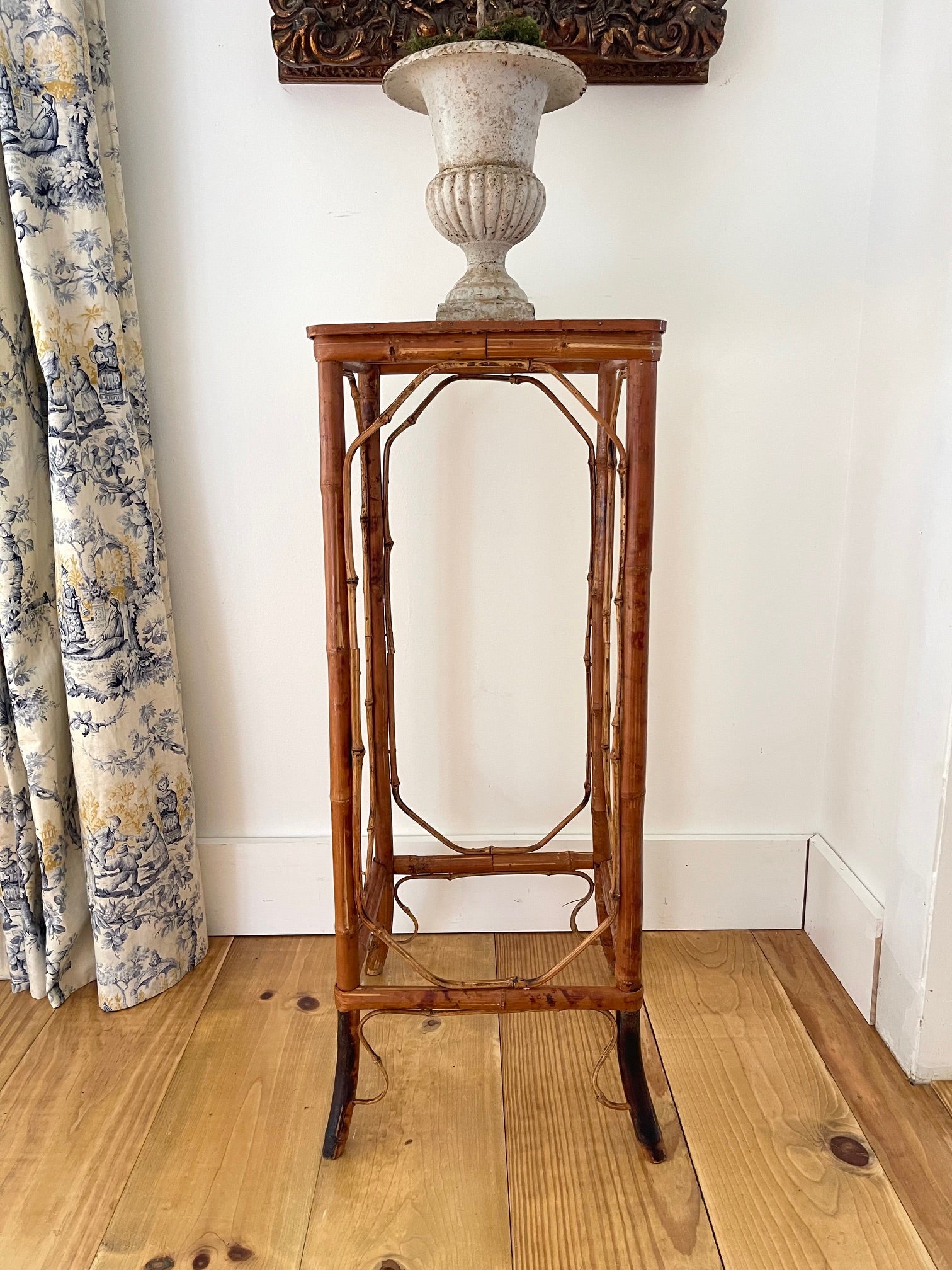 Vintage Burnt Bamboo Plant Stand