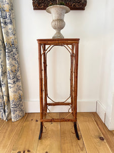 Vintage Burnt Bamboo Plant Stand
