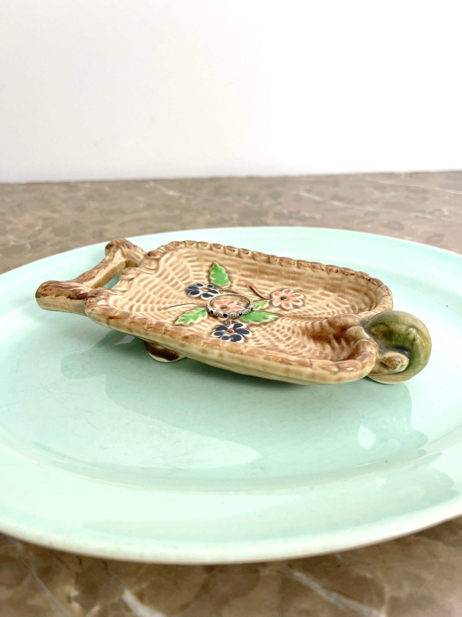 Vintage Majolica Style Trinket Dish