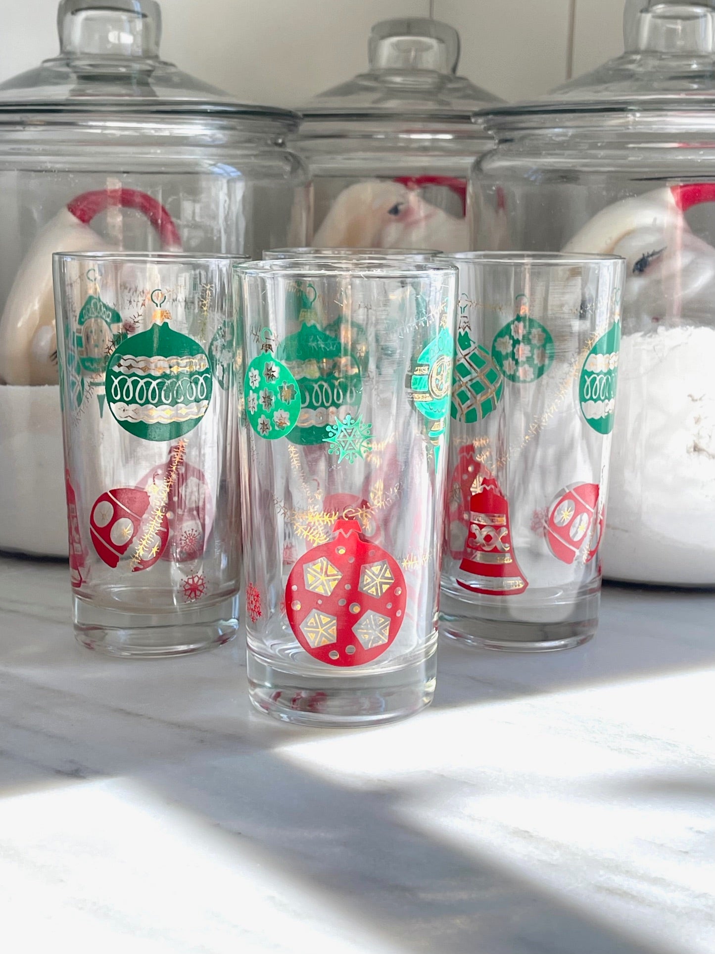 Vintage Christmas Bauble Highball Glasses