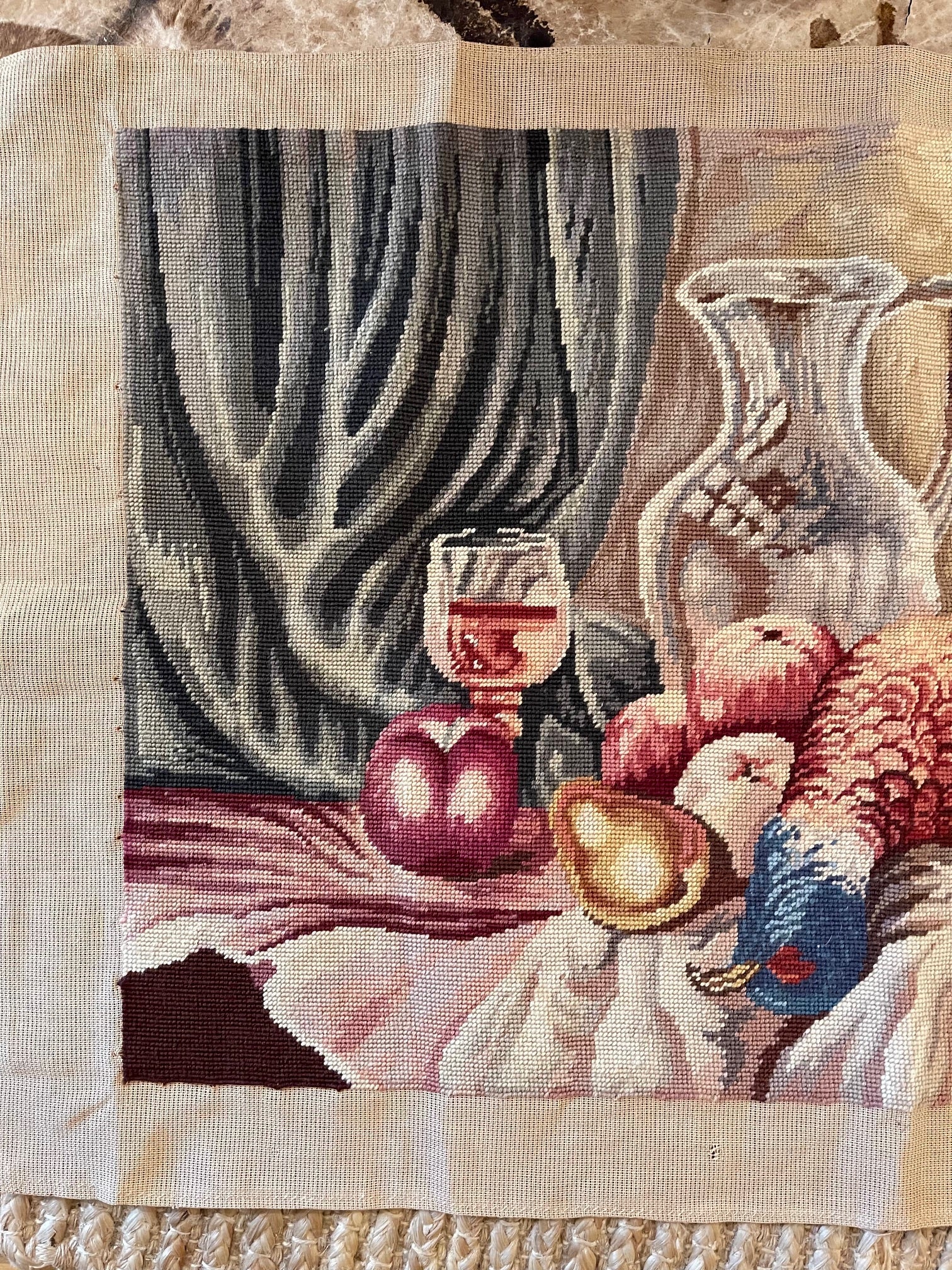 Vintage Pheasant Hunting Trophy Needlepoint Tapestry