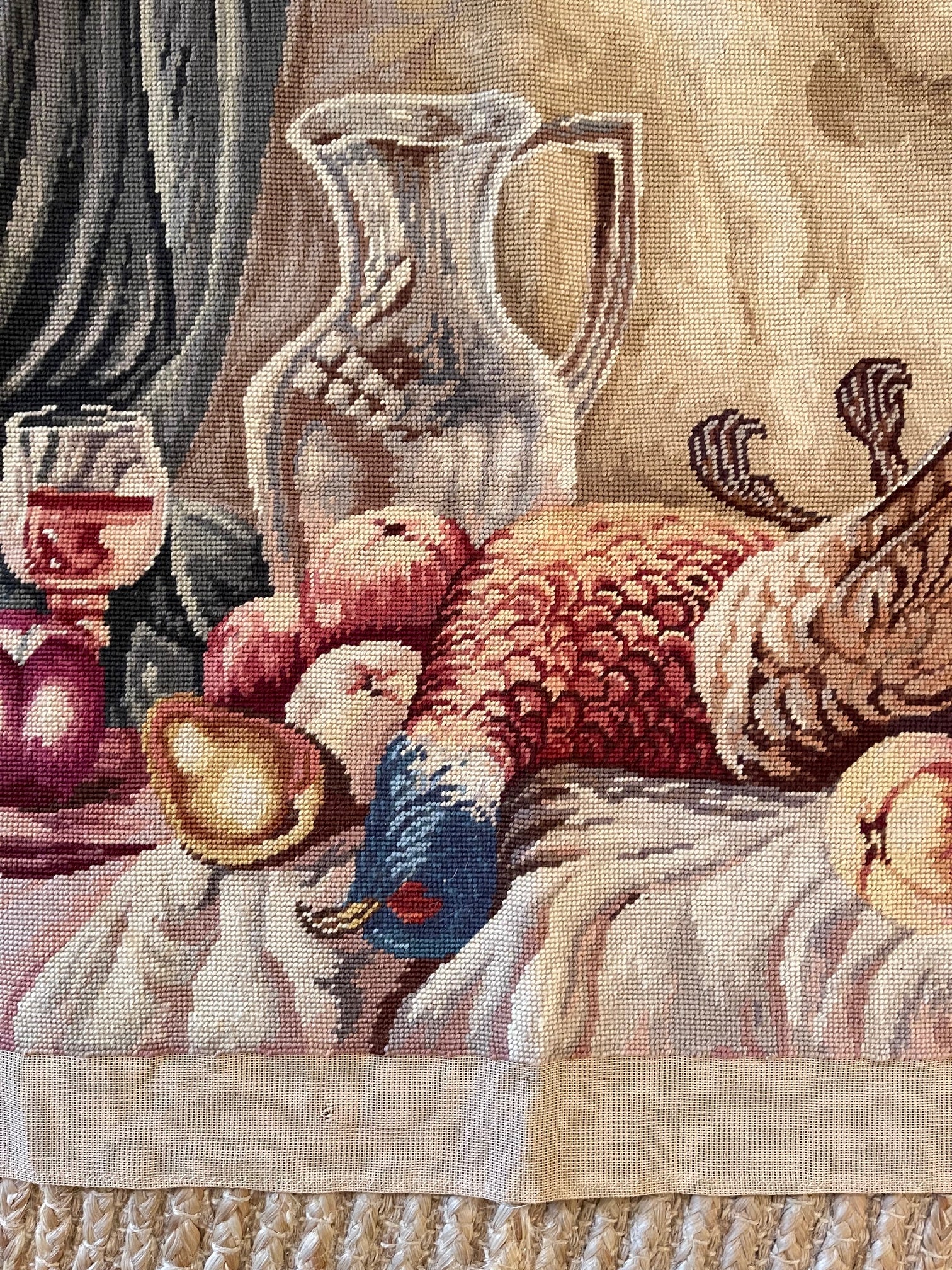 Vintage Pheasant Hunting Trophy Needlepoint Tapestry