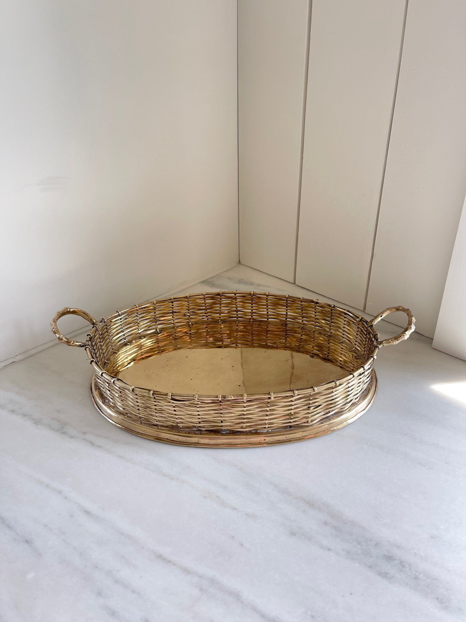 Vintage Woven Brass Tray