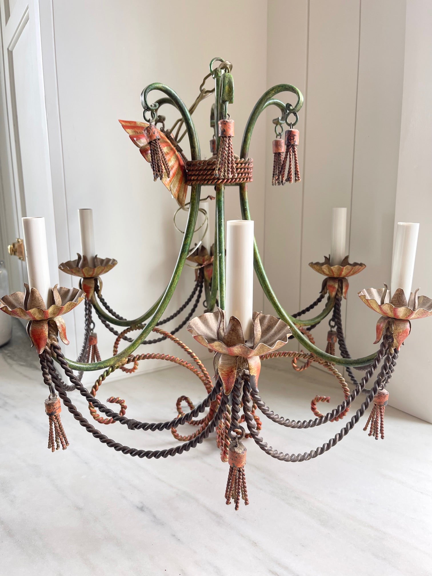 Vintage Tole Tassel Chandelier