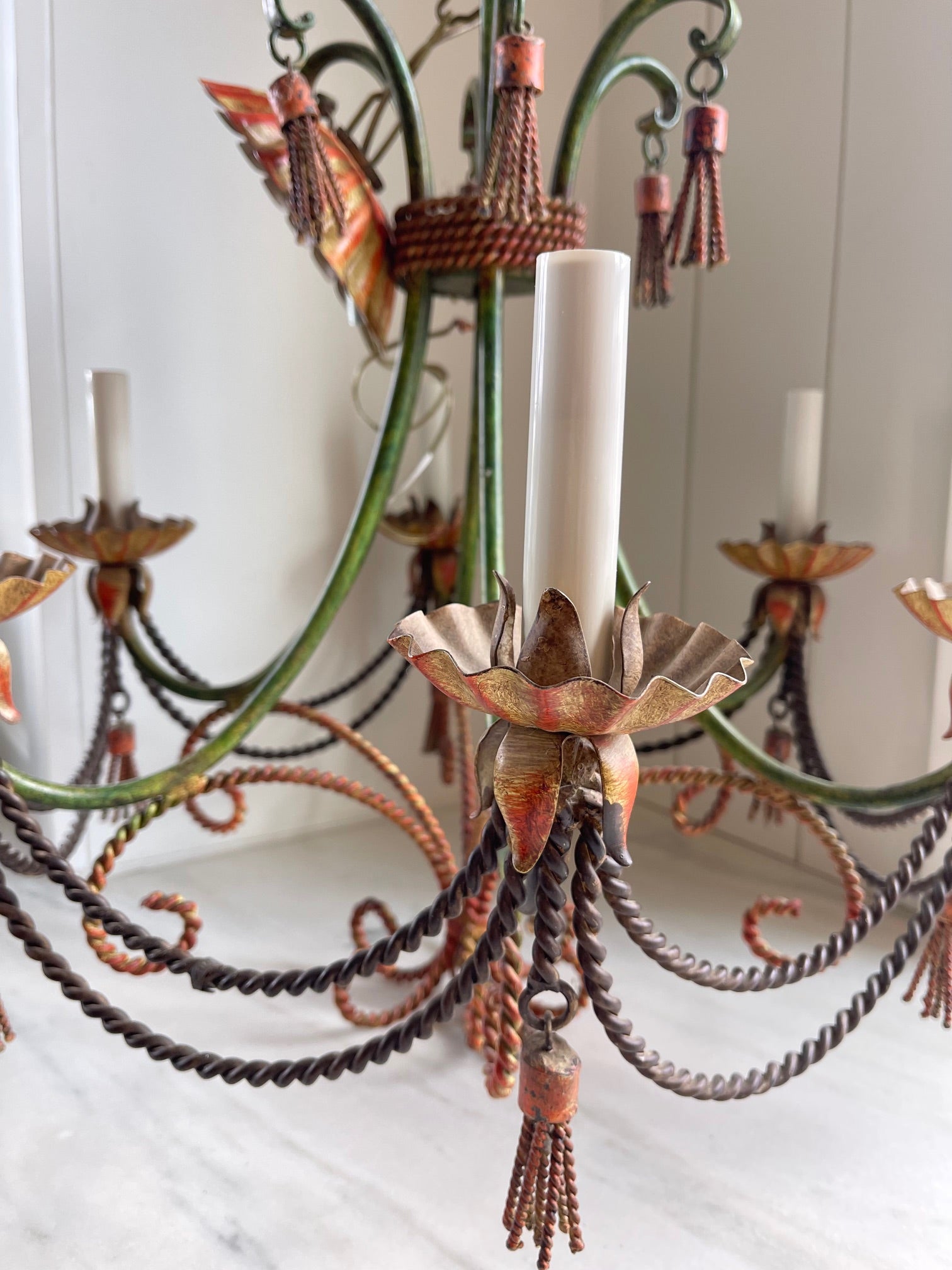 Vintage Tole Tassel Chandelier