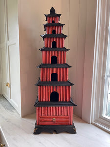 Vintage Chinoiserie Pencil Reed Bamboo Pagoda