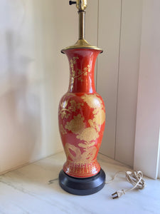 Mid-Century Chinese Chippendale Prunus Lamp
