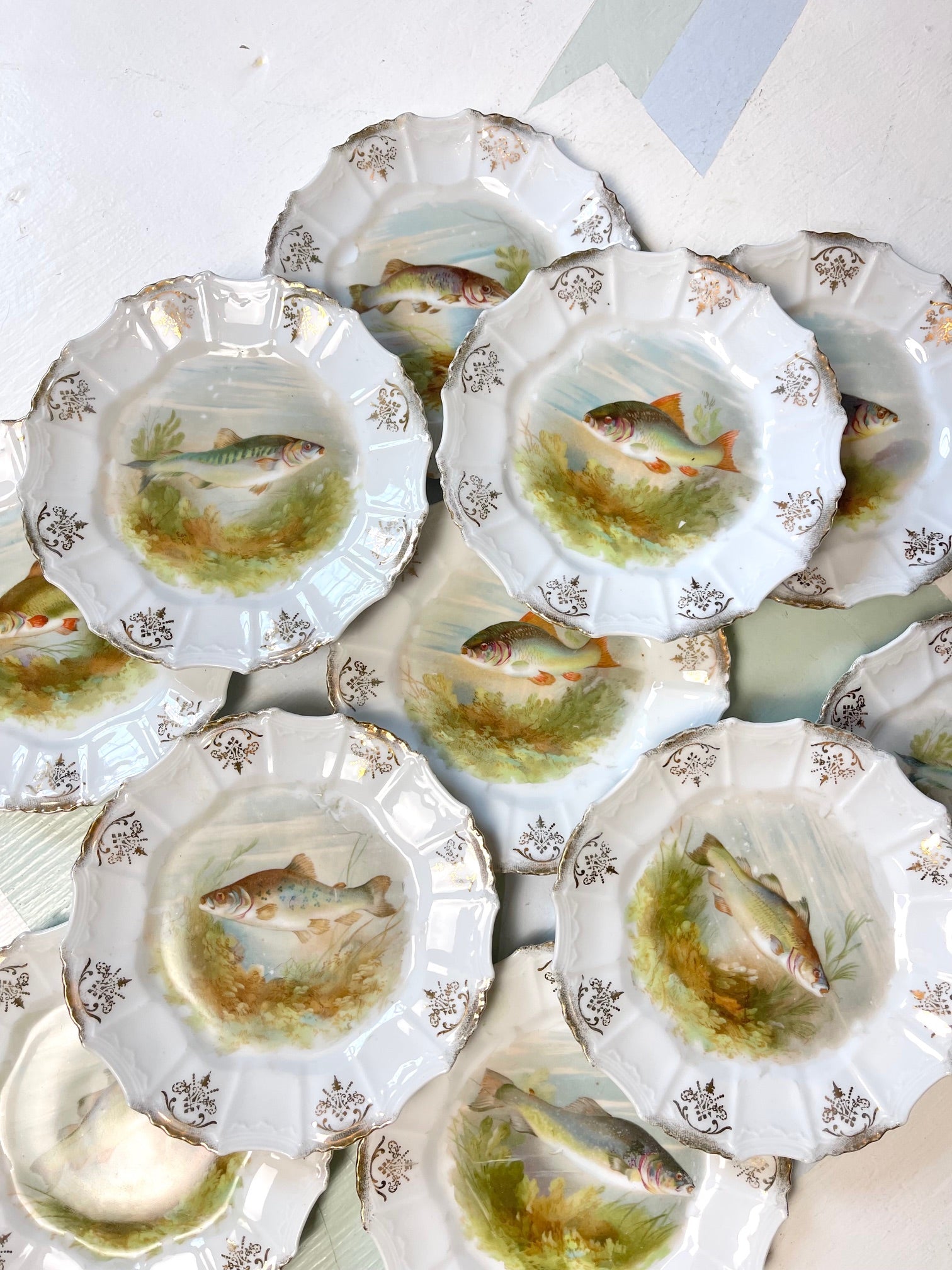 Antique Fish Motif Plates