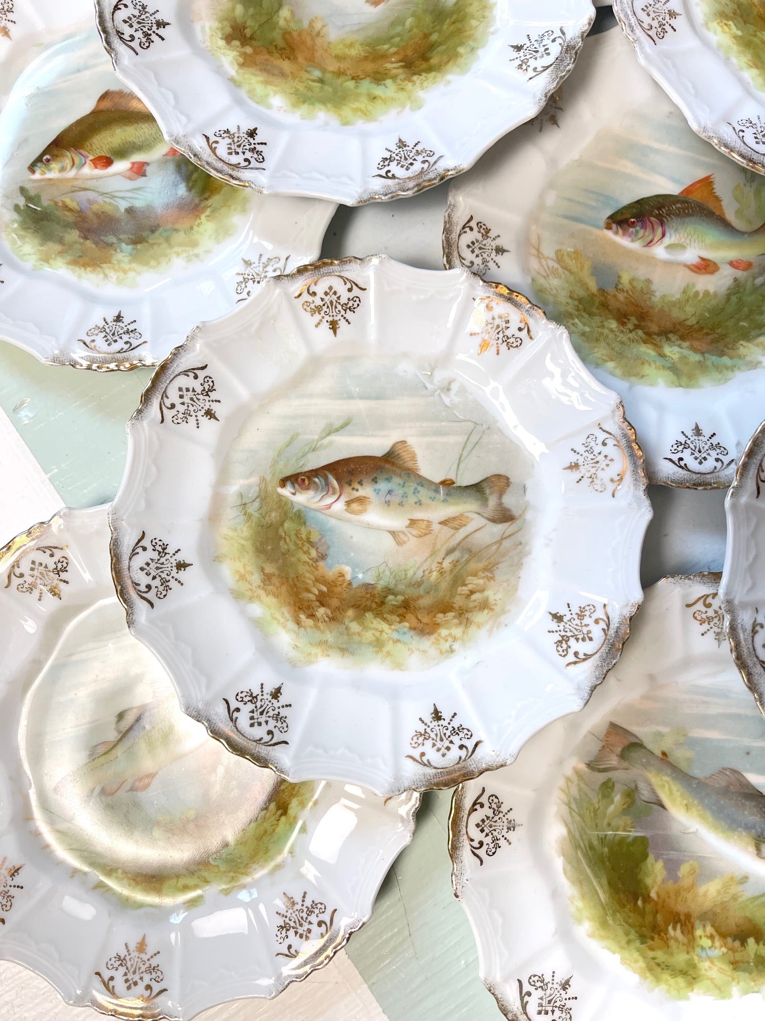 Antique Fish Motif Plates