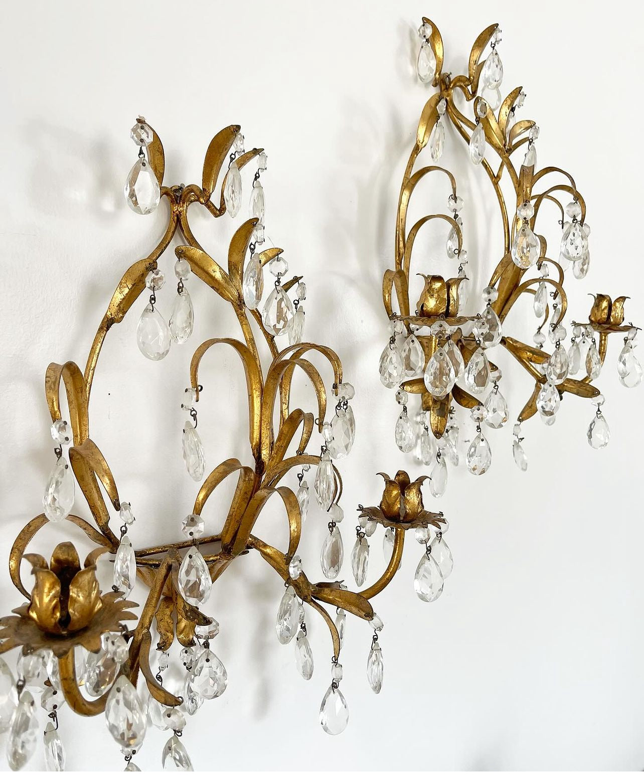 Vintage Rococo Italian Chandelier Sconce Pair