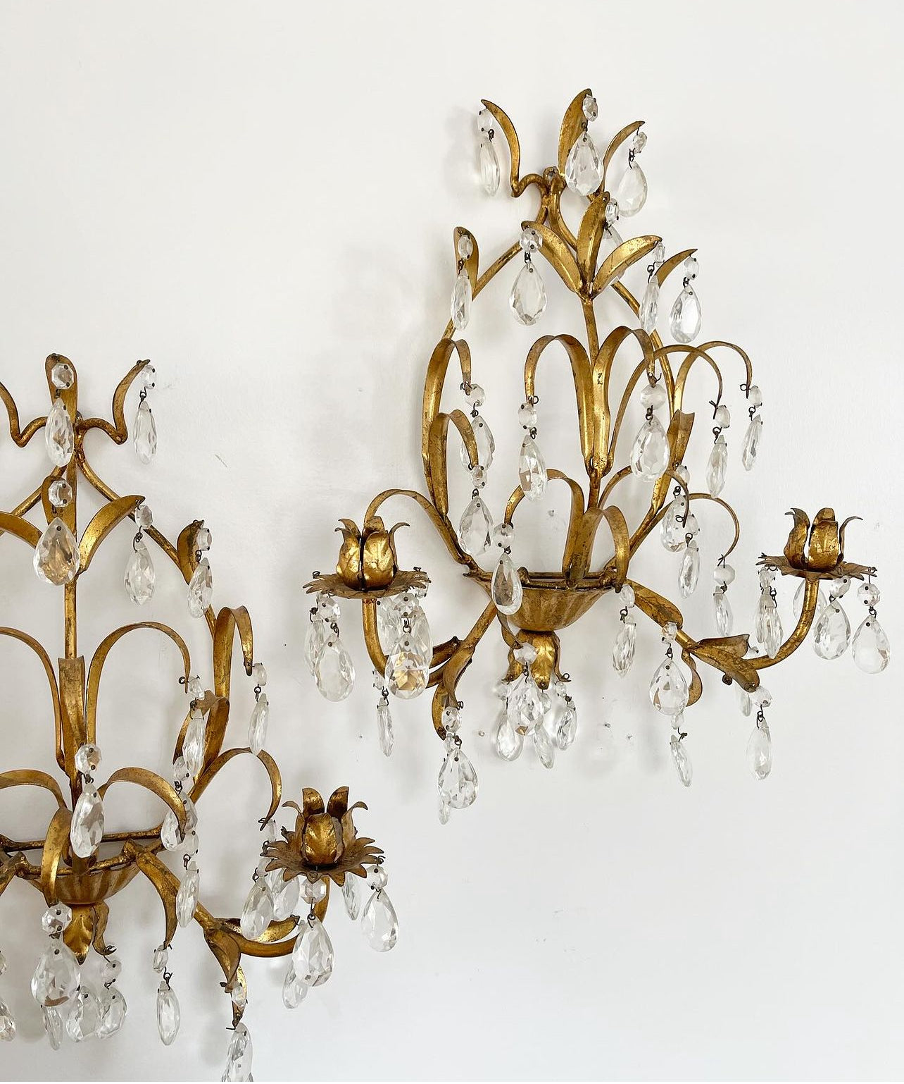 Vintage Rococo Italian Chandelier Sconce Pair