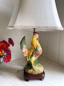 Vintage Rooster Lamp with Shade