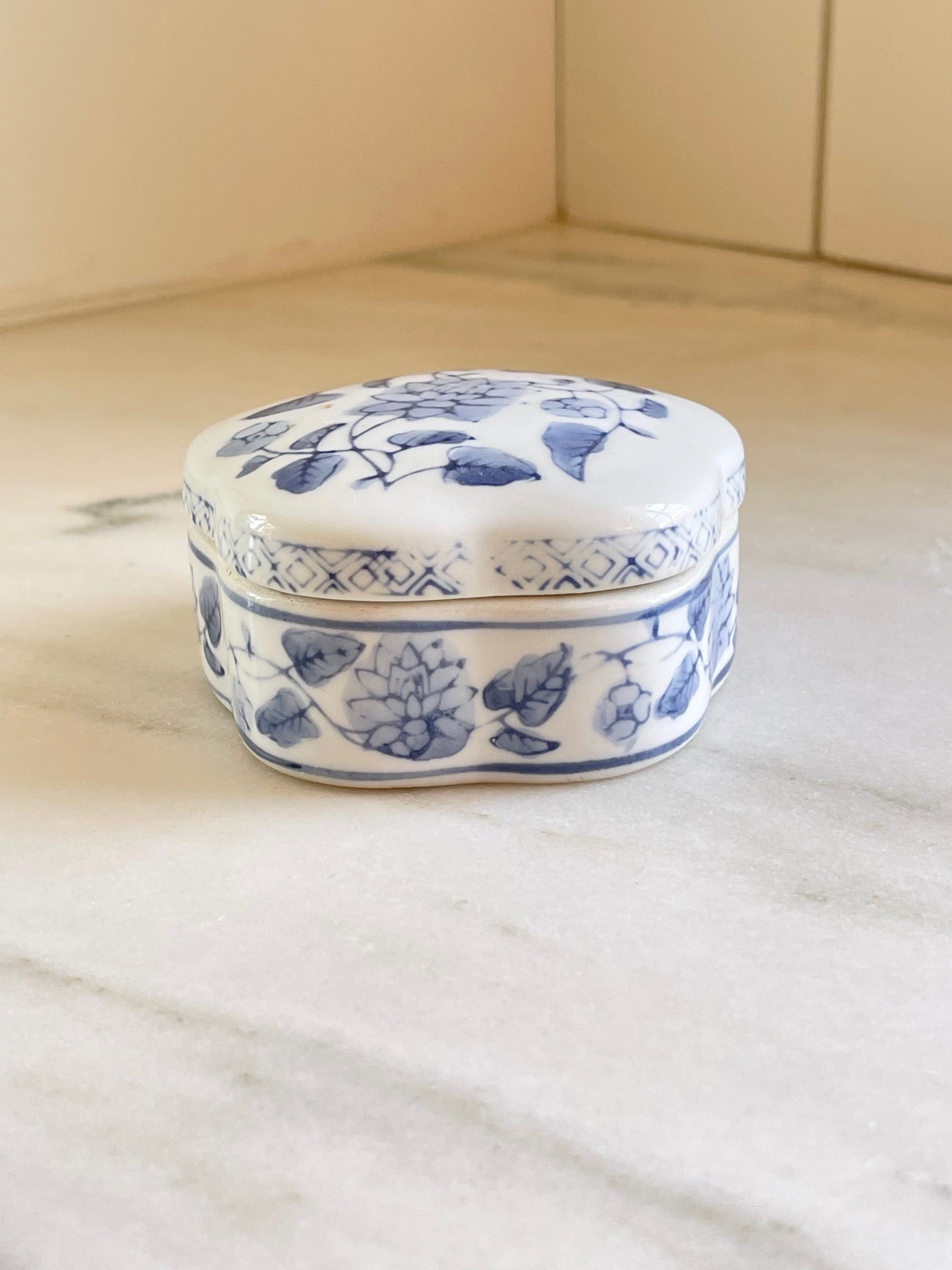 Vintage Blue & White Trinket Box