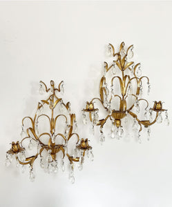 Vintage Rococo Italian Chandelier Sconce Pair