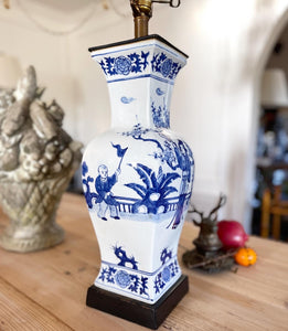 Vintage Blue & White Chinoiserie Lamp