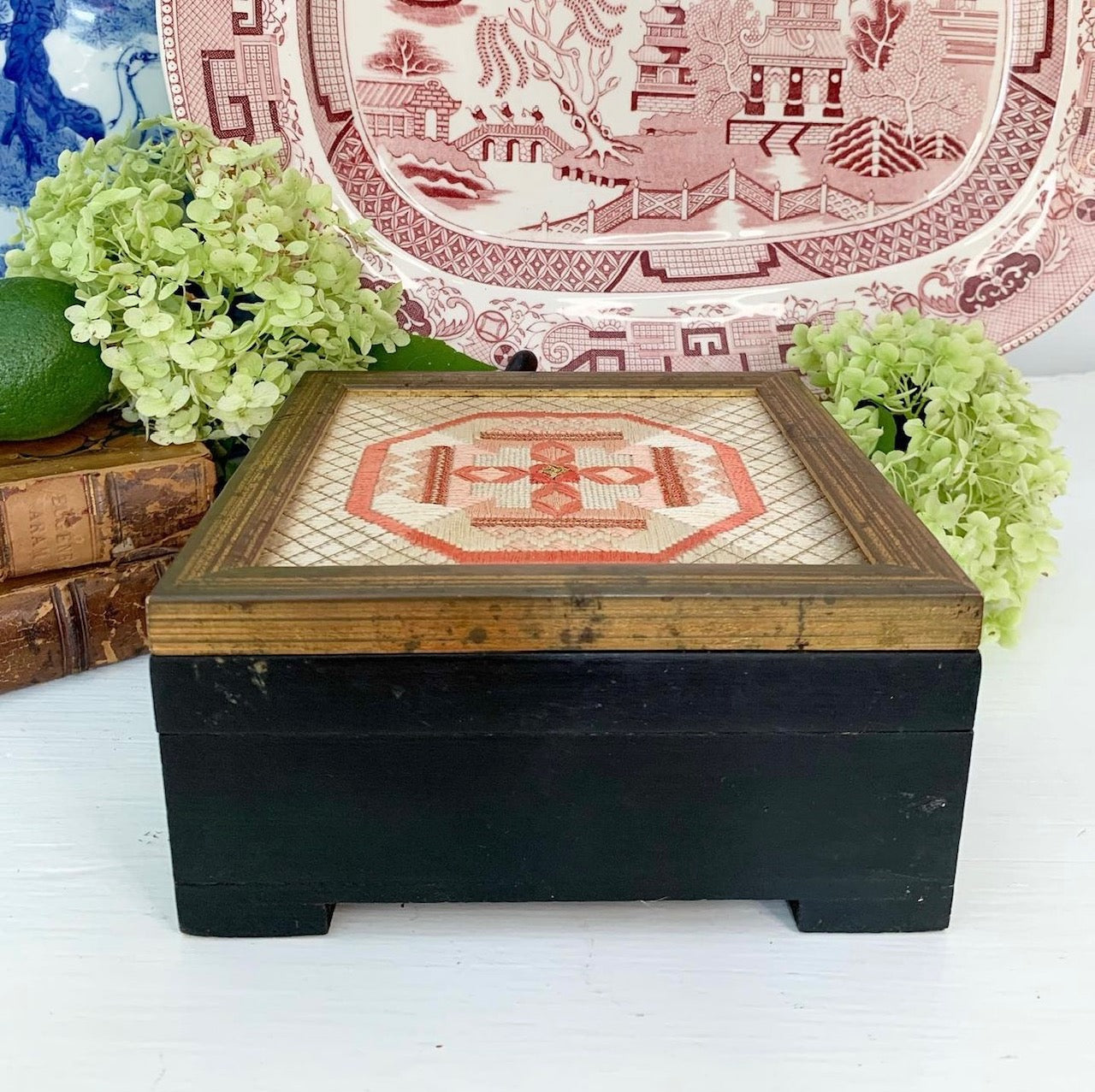 Vintage Needle Work Wooden Box