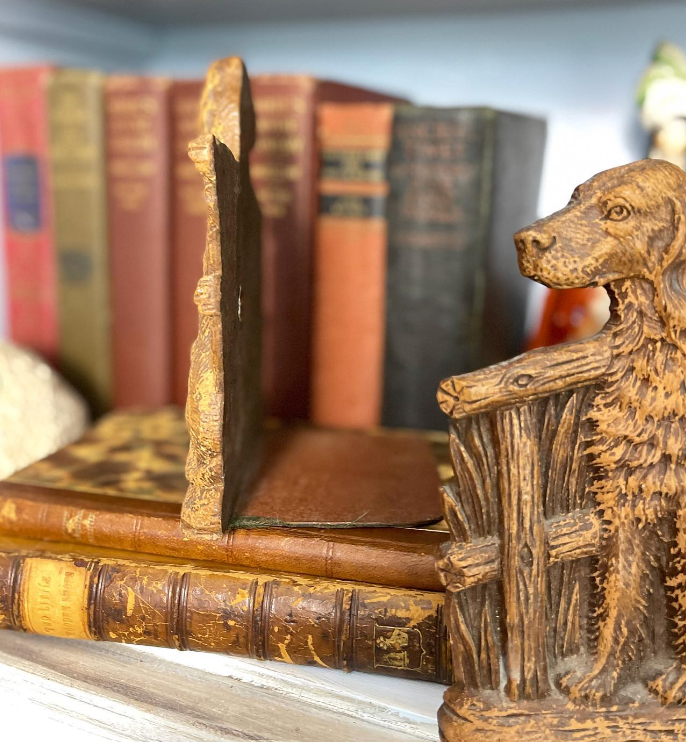 Pair Vintage Syroco Dog Bookends