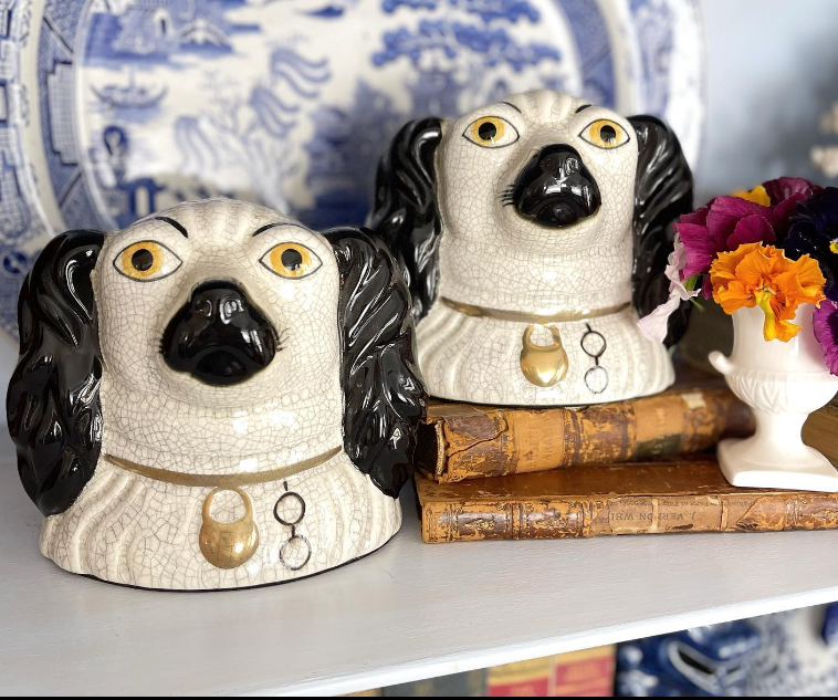 Vintage Fitz& Floyd Staffordshire Style Spaniel Bust/ Bookends